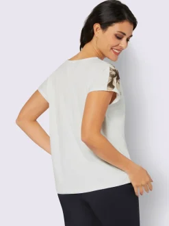 T-shirts à encolure ronde avec imprimé floral léger