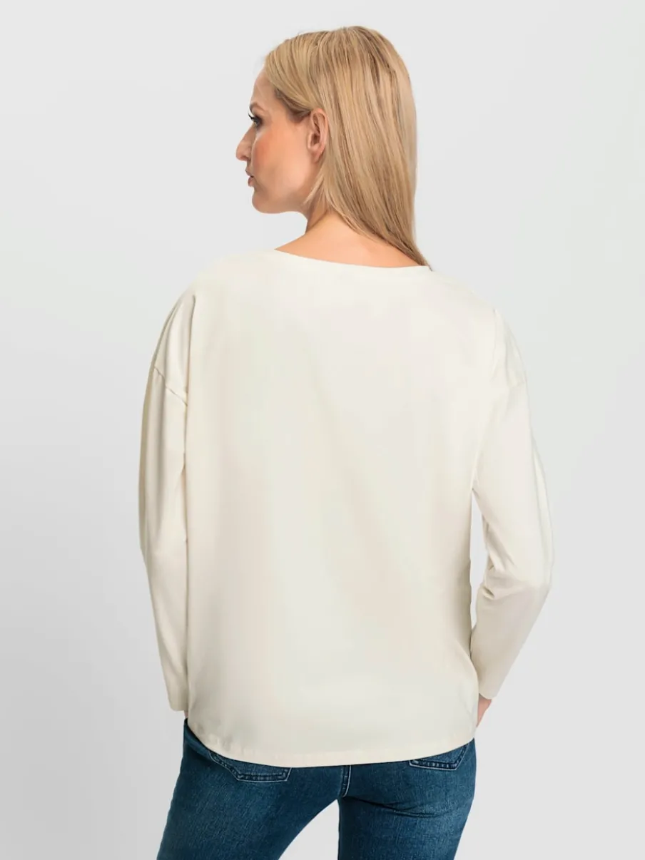 T-shirts à encolure ronde avec imprimé brillant devant
