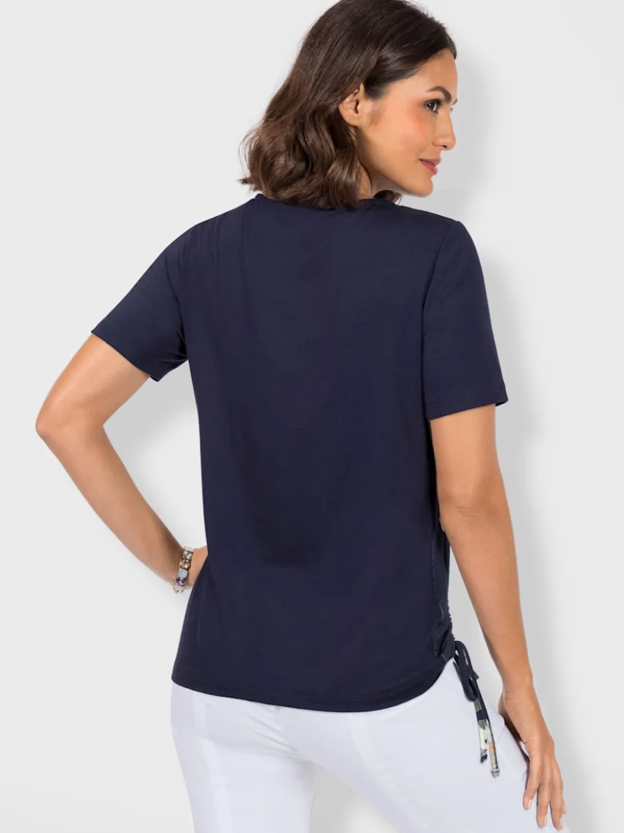 T-shirts à encolure ronde avec motifs floraux et liens