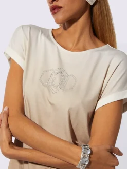 T-shirts à encolure ronde avec motifs et détails brillants