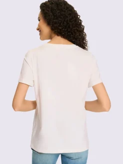 T-shirts à encolure ronde avec motif feuille métallisé