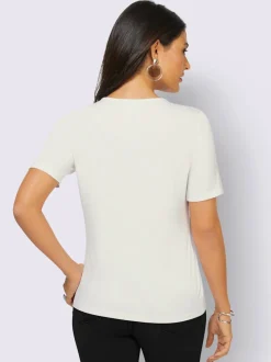 T-shirts à encolure ronde à empiècements floraux doux