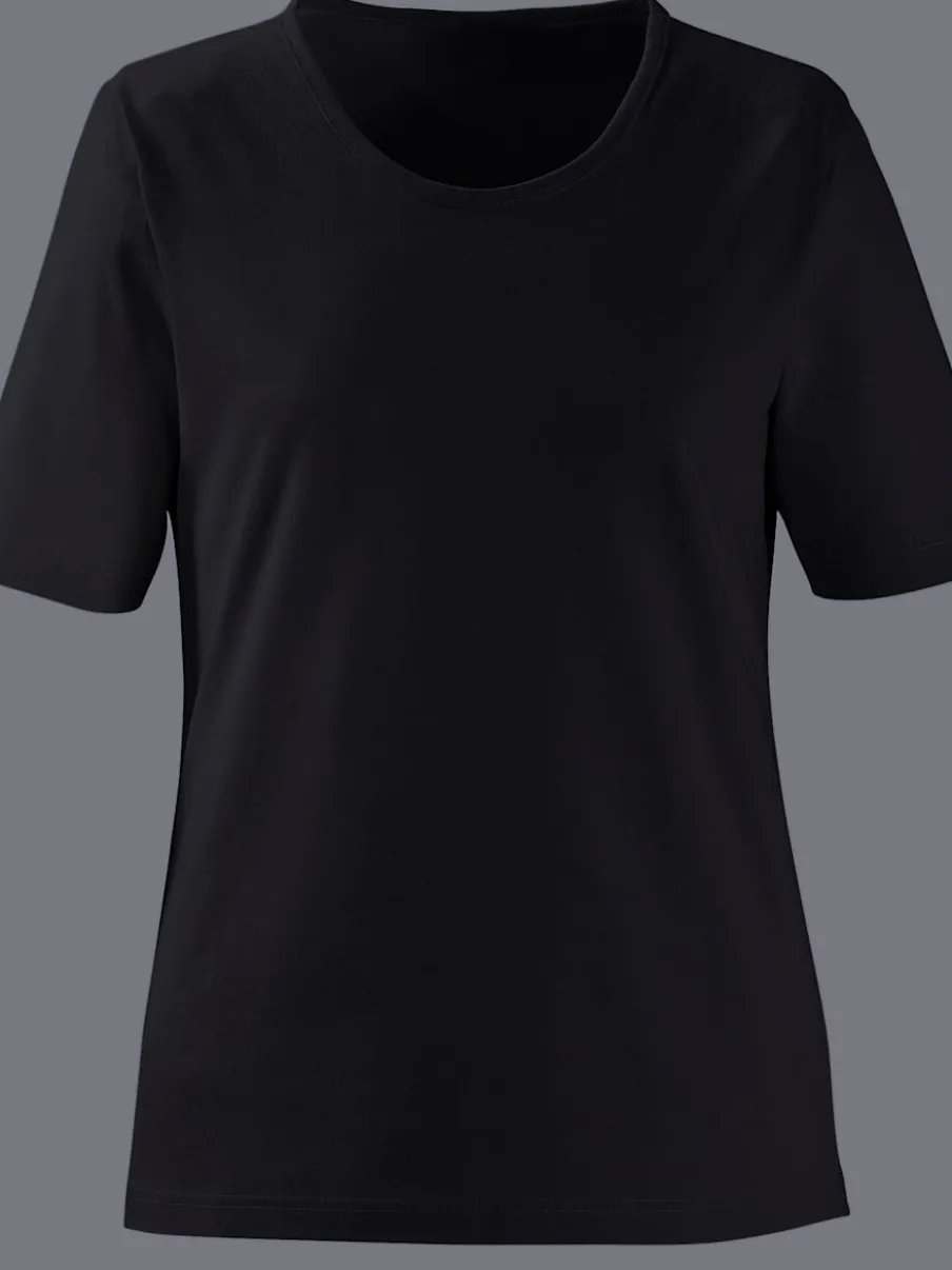 T-shirts à encolure ronde en pur coton basiques intemporels