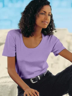 T-shirts à encolure ronde en pur coton basiques intemporels