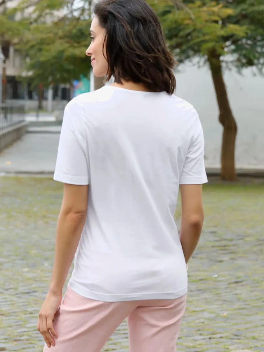 T-shirts à encolure ronde en pur coton basiques intemporels