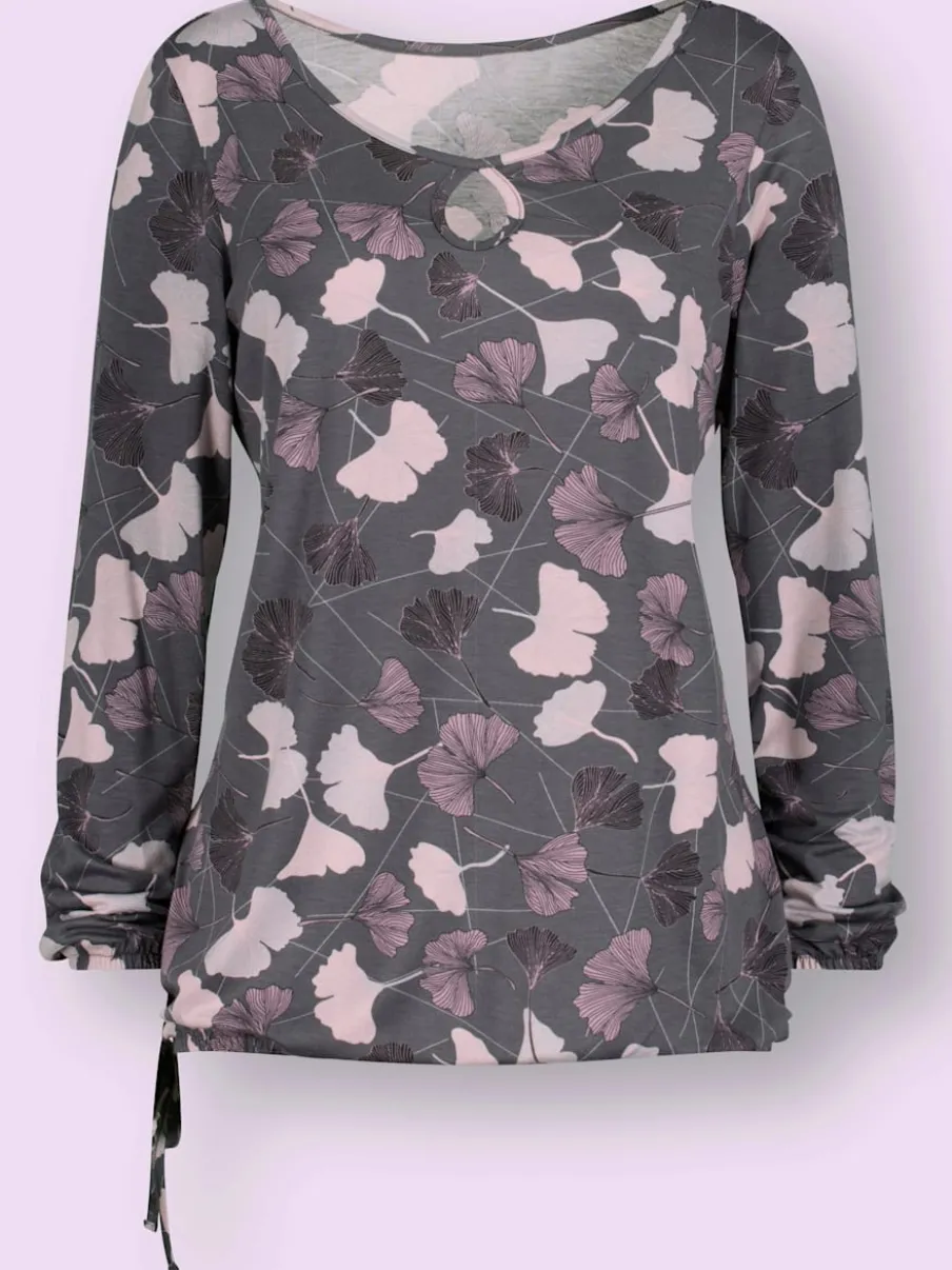T-shirts à encolure ronde et manches élastiquées floraux