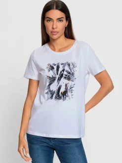 T-shirts à encolure ronde imprimés devant et confortables