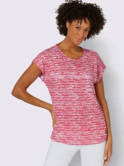 T-shirts à encolure ronde à rayures avec mancherons décontractés