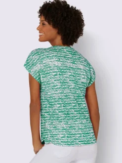 T-shirts à encolure ronde à rayures avec mancherons décontractés
