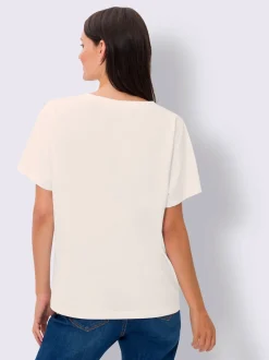 T-shirts en coton avec broderie Bohème et manches courtes