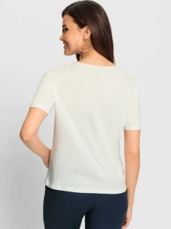 T-shirts en dentelle avec col en V et empiècements