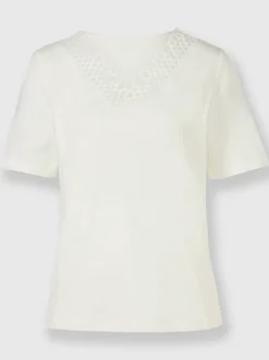 T-shirts en dentelle avec col en V et empiècements