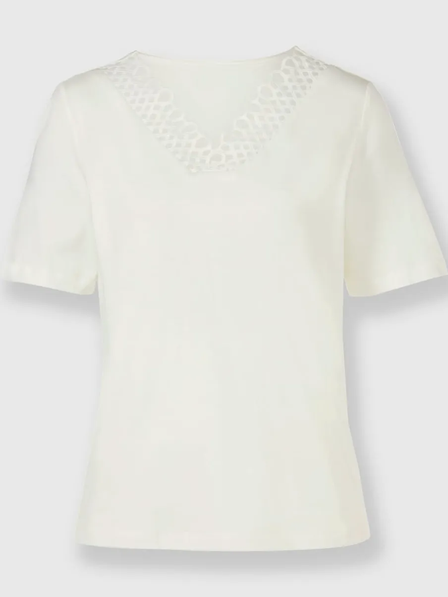 T-shirts en dentelle avec col en V et empiècements