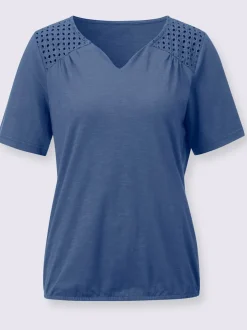 T-shirts en dentelle avec encolure en cœur et fronces
