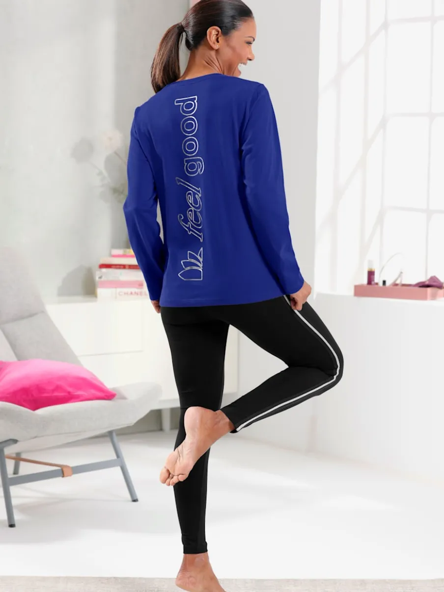 T-shirts en jersey fin avec manches longues imprimés brillants
