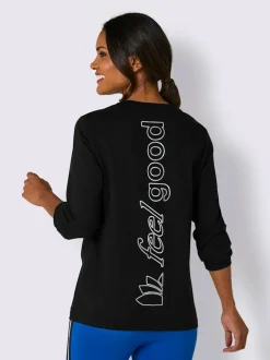 T-shirts en jersey fin avec manches longues imprimés brillants