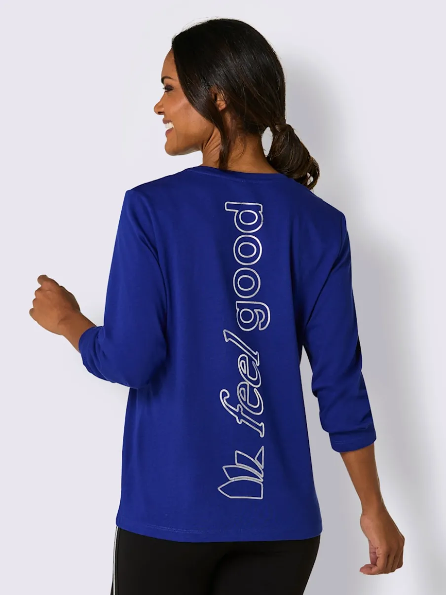T-shirts en jersey fin avec manches longues imprimés brillants