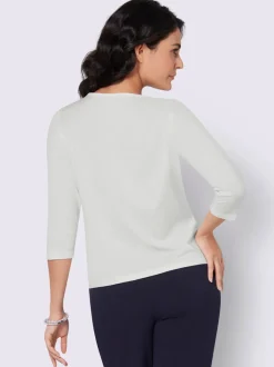T-shirts en lyocell avec empiècement en dentelle et manches 3/4