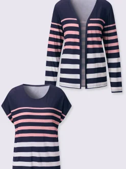 T-shirts et veste légers à rayures sportives assorties