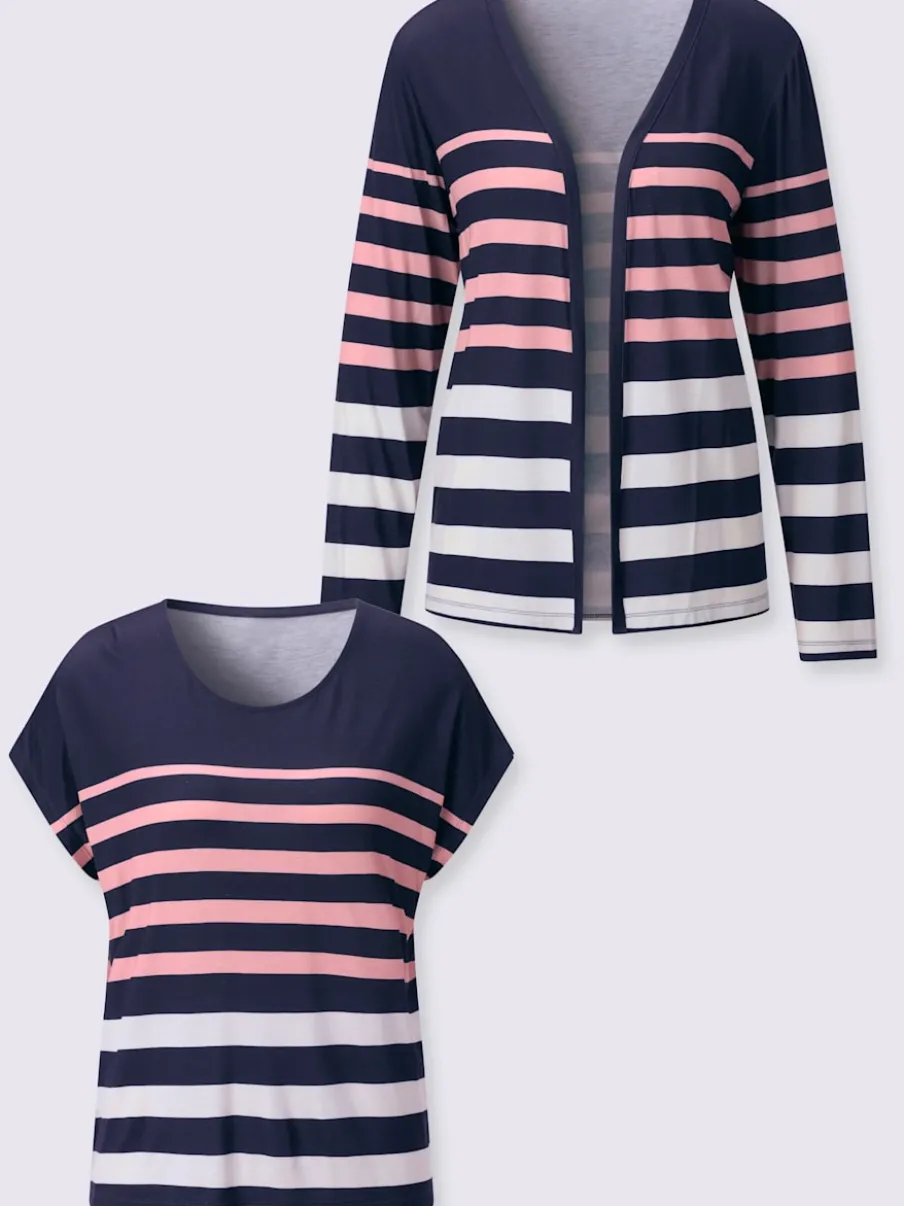 T-shirts et veste légers à rayures sportives assorties