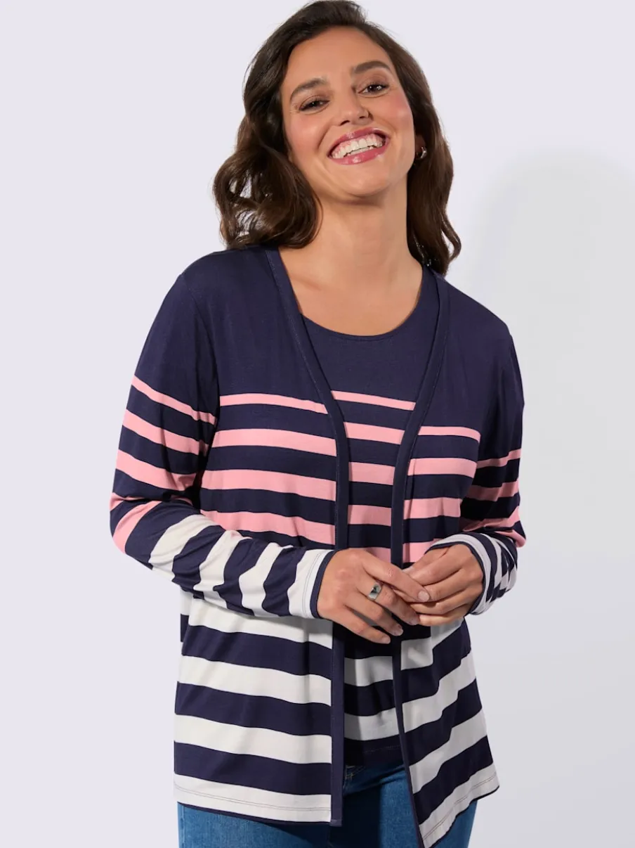 T-shirts et veste légers à rayures sportives assorties