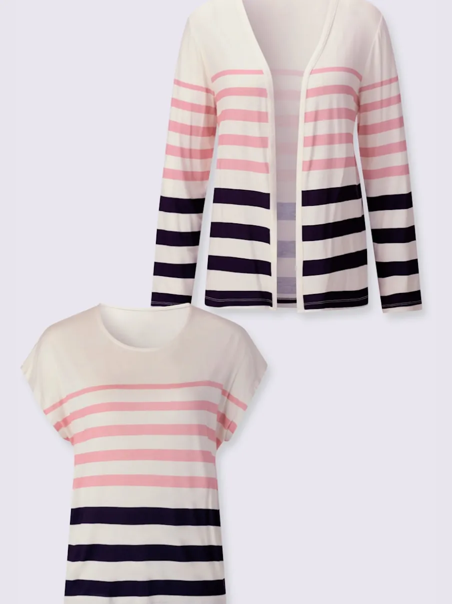 T-shirts et veste légers à rayures sportives assorties