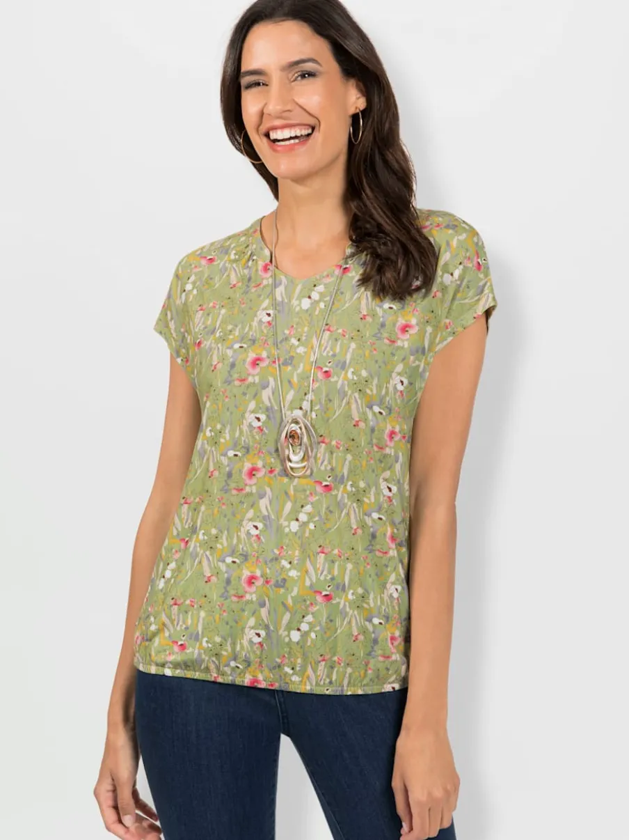 T-shirts fleuris en viscose douce avec encolure ronde