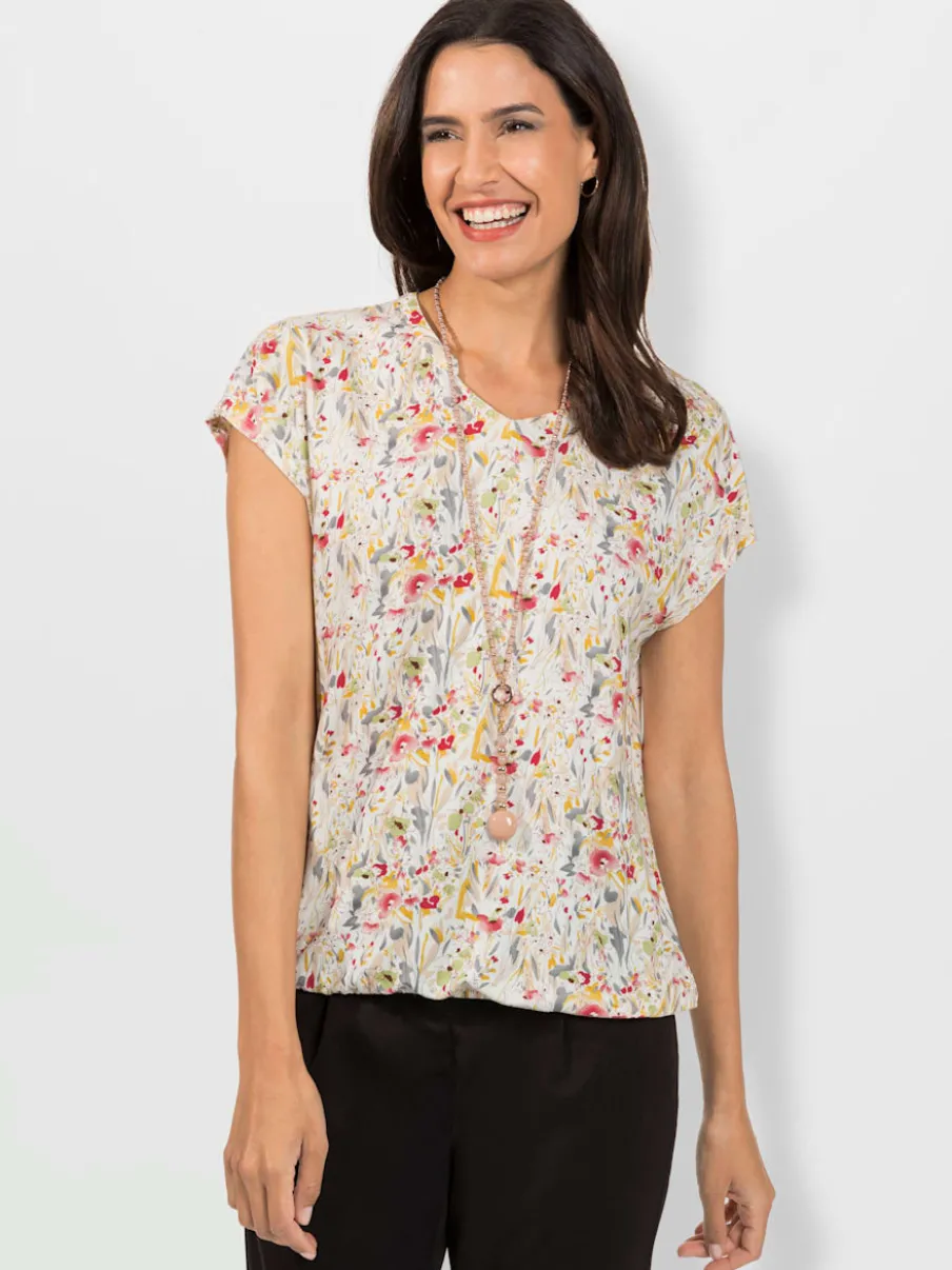 T-shirts fleuris en viscose douce avec encolure ronde
