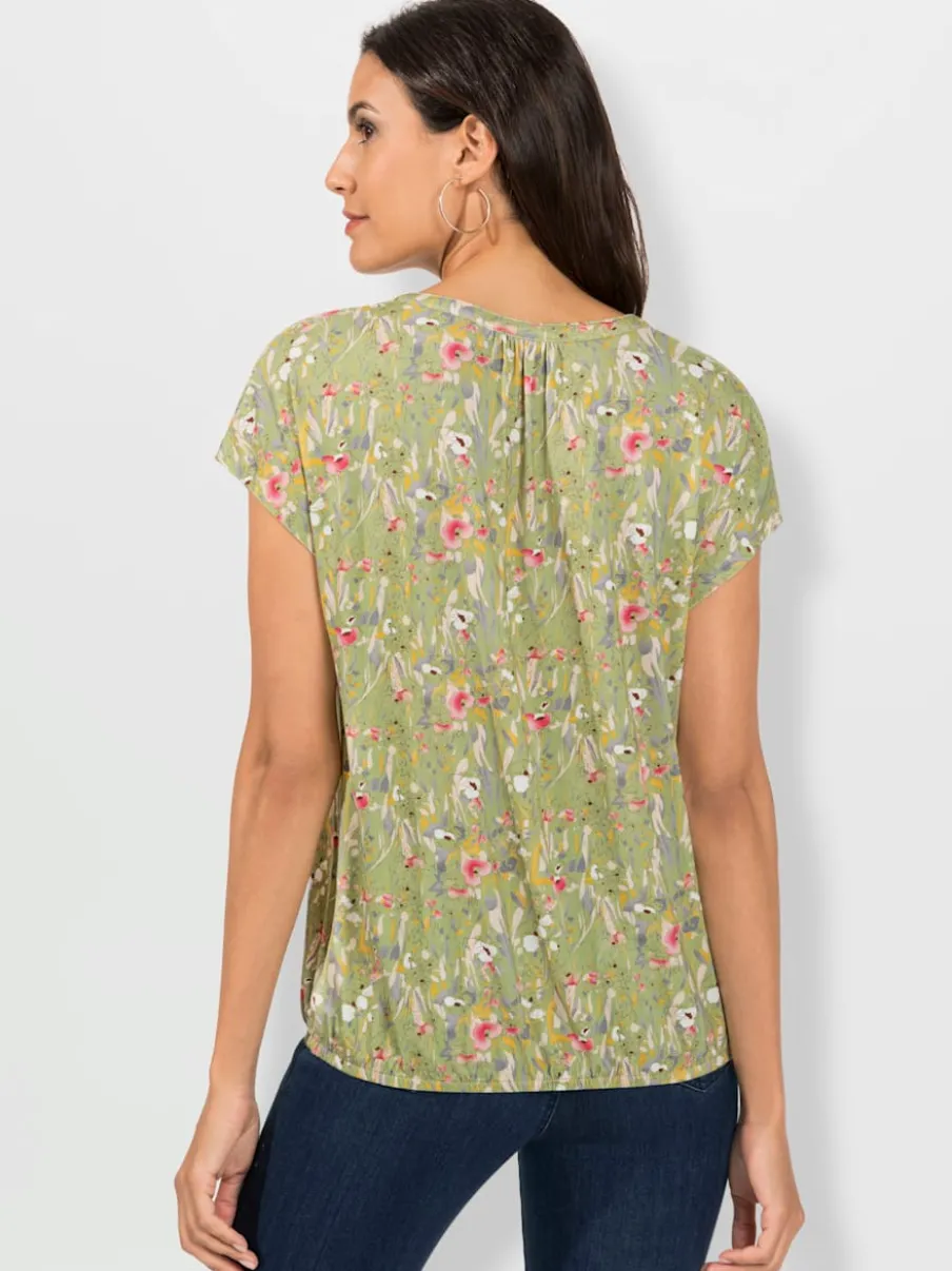 T-shirts fleuris en viscose douce avec encolure ronde
