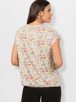T-shirts fleuris en viscose douce avec encolure ronde