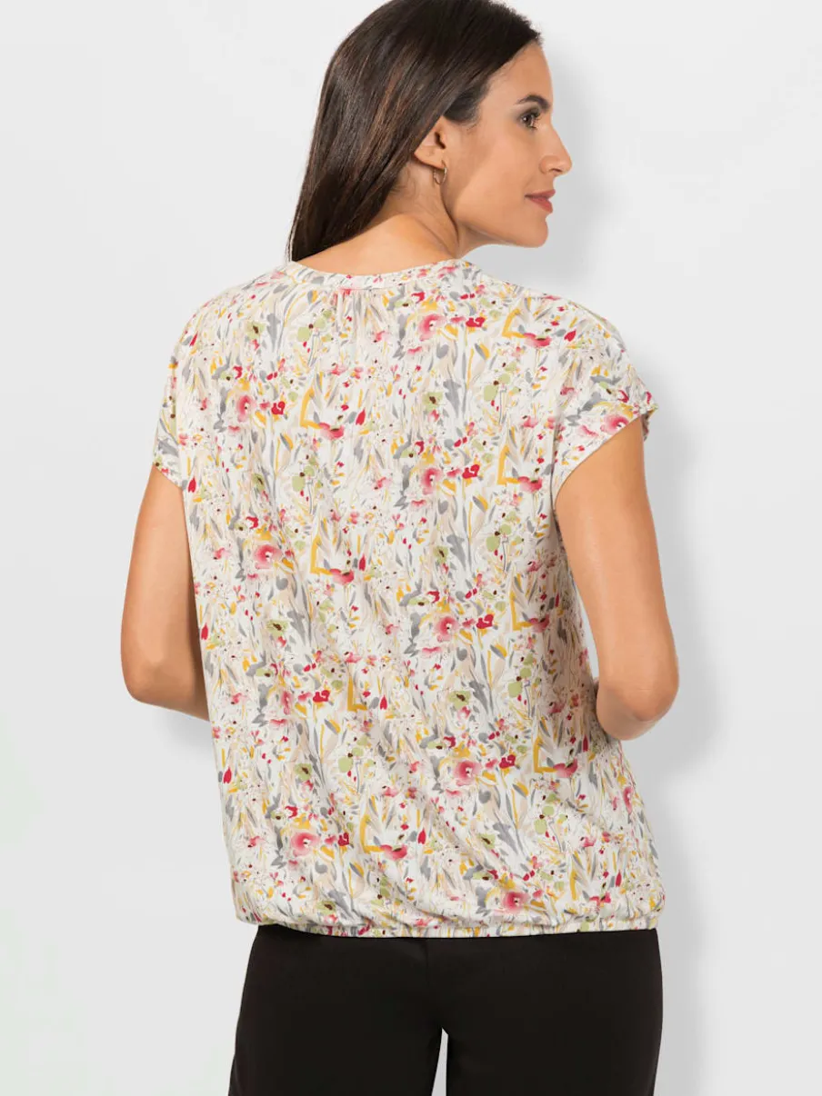 T-shirts fleuris en viscose douce avec encolure ronde