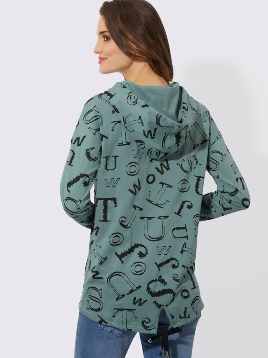 T-shirts longs à capuche avec imprimé lettrage dynamique