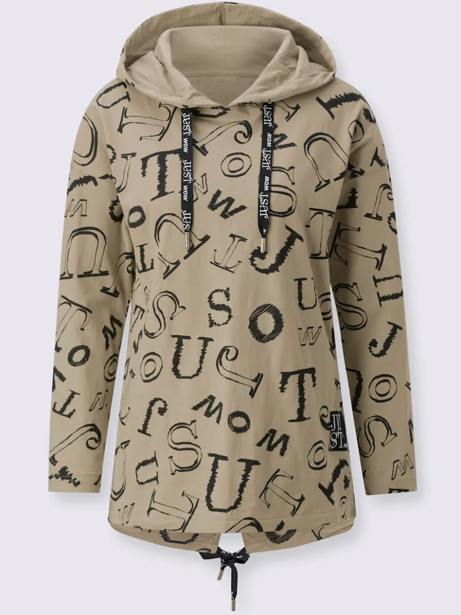 T-shirts longs à capuche avec imprimé lettrage dynamique