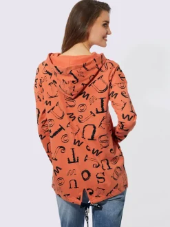 T-shirts longs à capuche avec imprimé lettrage dynamique