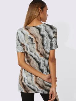 T-shirts longs à imprimé marbré avec fentes latérales