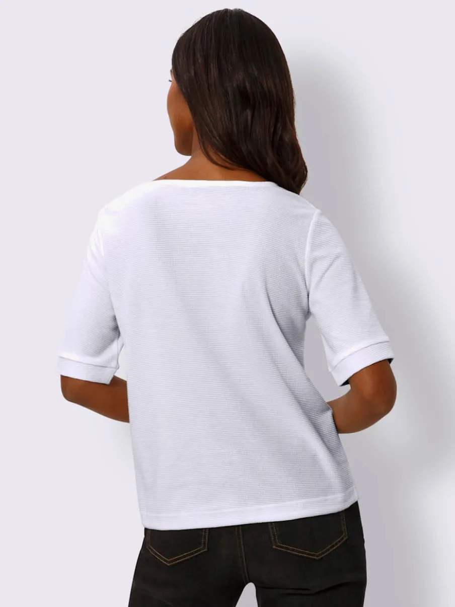 T-shirts manches courtes avec encolure ronde et bouton