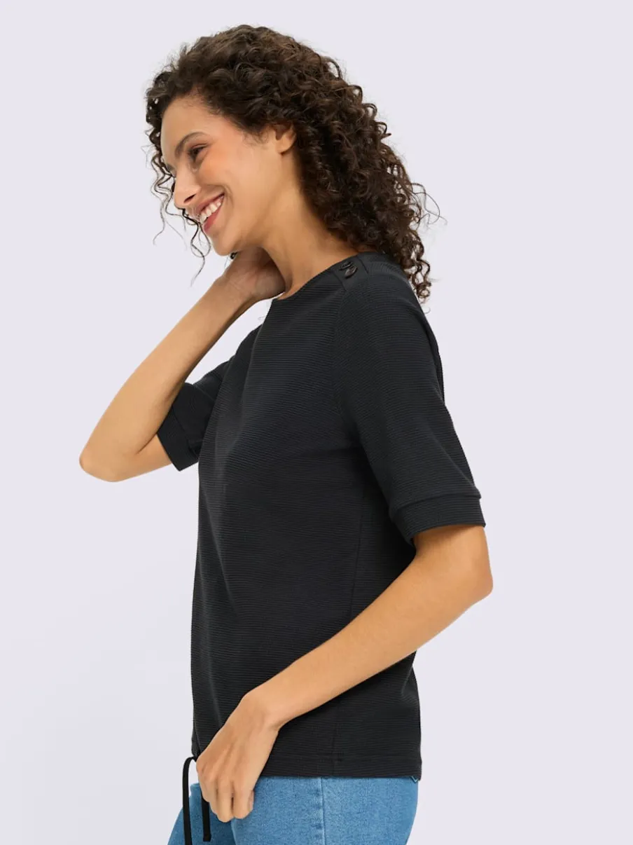 T-shirts manches courtes avec encolure ronde et bouton