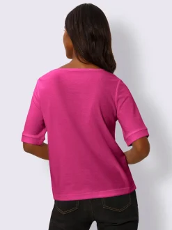 T-shirts manches courtes avec encolure ronde et bouton
