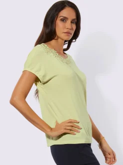 T-shirts à manches courtes avec dentelle et ourlet droit