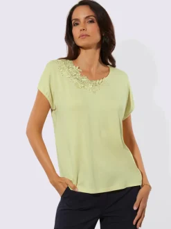 T-shirts à manches courtes avec dentelle et ourlet droit