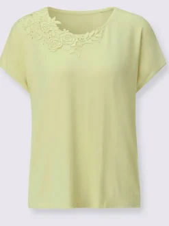 T-shirts à manches courtes avec dentelle et ourlet droit