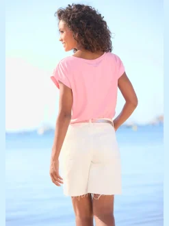 T-shirts à manches courtes avec logo brillant encolure ronde