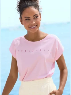 T-shirts à manches courtes avec logo brillant encolure ronde