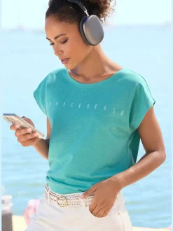 T-shirts à manches courtes avec logo brillant encolure ronde