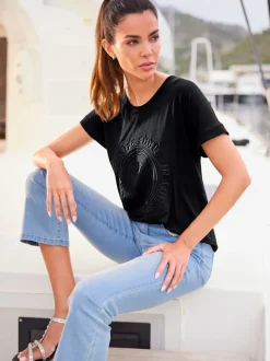 T-shirts à manches courtes avec imprimé 3D encolure ronde