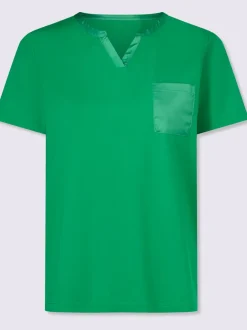 T-shirts à manches courtes col V avec poche poitrine
