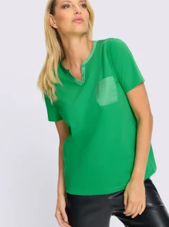 T-shirts à manches courtes col V avec poche poitrine