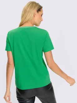 T-shirts à manches courtes col V avec poche poitrine