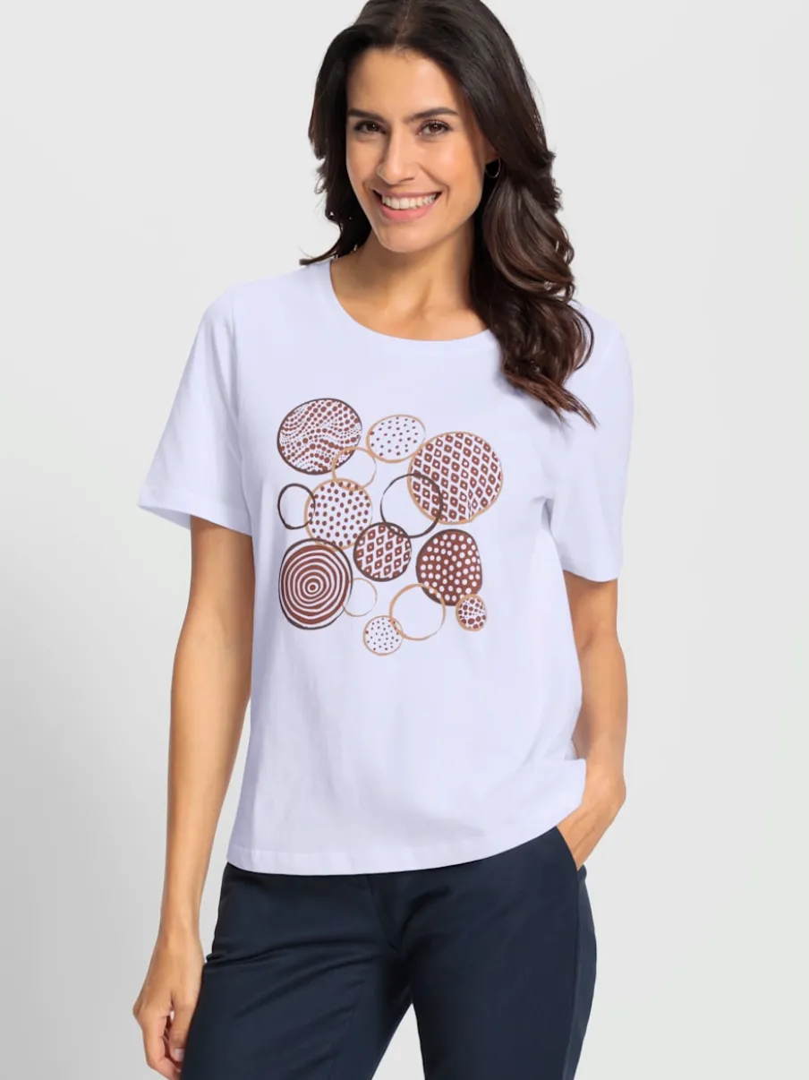 T-shirts à manches courtes doux avec imprimé géométrique moderne