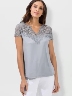 T-shirts à manches courtes en broderie anglaise délicate